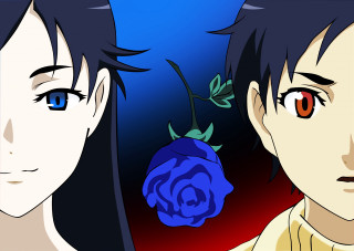 Anime characters red eyes blue - their other hand free wallpaper