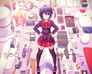 Woman table items laptop computer - assemblage free wallpaper