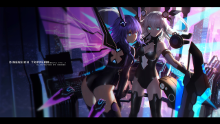 Anime girls futuristic city purple - a futuristic city free wallpaper
