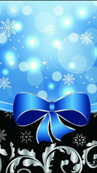Blue bow black background snowflakes - felipe seade free wallpaper