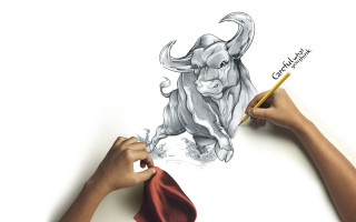 Bull pencil drawing person sketching - a pencil free wallpaper