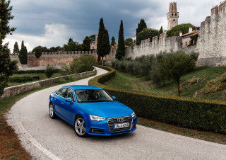 Blue car castle road cloudy - romanesque free wallpaper