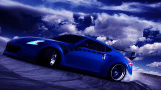 Blue sports car cloudy sky 7 - the background free wallpaper