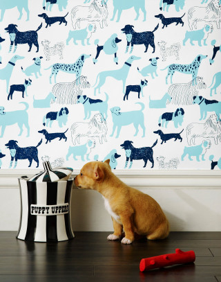 Dog sniffing trashcan wall dogs - a dog free wallpaper