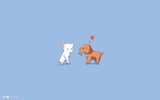 Cat dog heart balloon sky - a cat and a dog free wallpaper