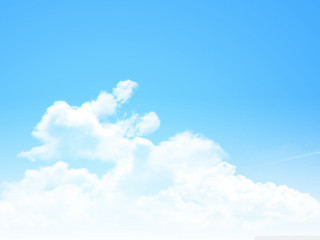 Plane flying sky clouds blue 12 - a few white cloud free wallpaper