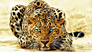 Leopard blue eyes laying head 2 - digital painting free wallpaper