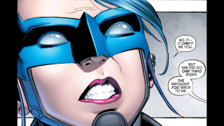 Woman blue hair mask microphone - her mouth free wallpaper