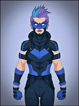 Cartoon man blue black suit - concept design free wallpaper