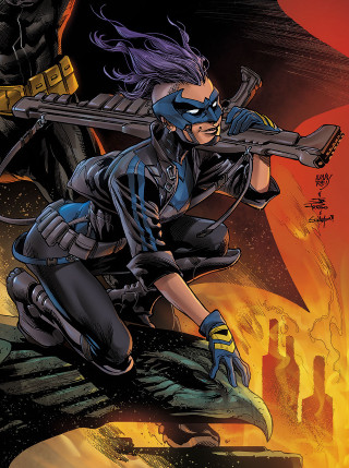 Batman catwoman flying guns fire - the air free wallpaper