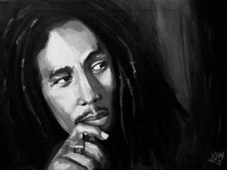Man long hair cigarette painting - airbrush free wallpaper