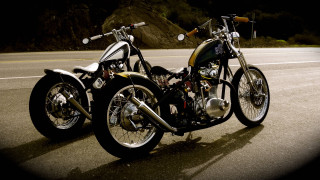 Motorcycles parked night road side - the other free wallpaper