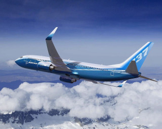 Blue white airplane flying clouds - airplane free wallpaper