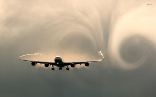 Plane cloud jet smoke mist - kinetic art free wallpaper