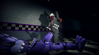 Creepy clown purple monster checkered - dynamic lighting free wallpaper