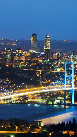 City skyline bridge river night 22 - night time free wallpaper