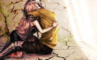 Woman hugging man room cracked - a painting of a woman free wallpaper