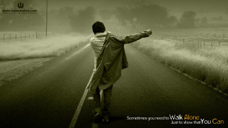 Man walking arms outstretched foggy - foggy free wallpaper