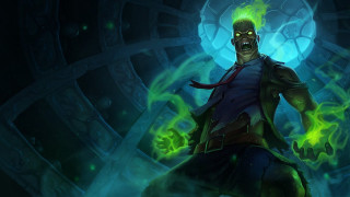 Glowing green head blue shirt - a green tie free wallpaper