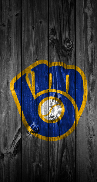 Wooden wall blue yellow logo - logo free wallpaper