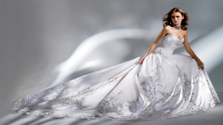Woman white dress studio photo - a white backdrop free wallpaper
