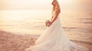 Woman wedding dress beach sunset - sunset free wallpaper