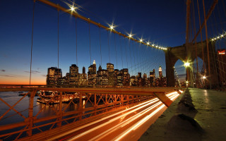 Bridge city skyline night long 2 - a city skyline in the background free wallpaper