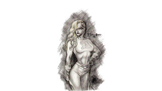 Woman bikini hands on hips - a pencil sketch free wallpaper