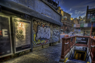 Street graffiti building sign art - a street free wallpaper