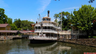 Large boat docked river houses - disney free wallpaper