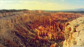 Canyon trees sky clouds view - a view of a canyon free wallpaper