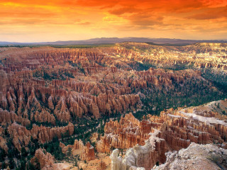 Canyon trees sunset red sky - a view of a canyon free wallpaper