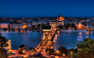 Night view bridge river city 2 - aladár körösfőikriesch free wallpaper