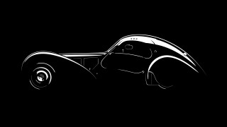 Black white drawing car outline - clean free wallpaper