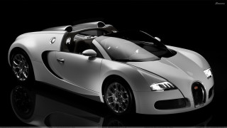 White bugatti black background reflection 3 - a reflection free wallpaper