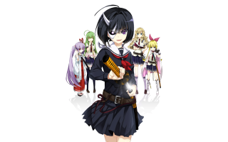 Girl black dress gun anime 2 - a white background free wallpaper