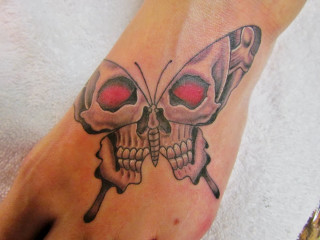 Butterfly skull tattoo image design - shaded free wallpaper