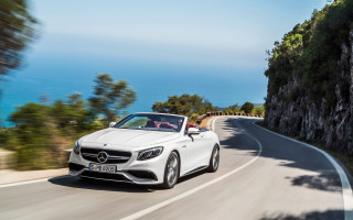 White mercedes convertible cliff ocean - convertible free wallpaper
