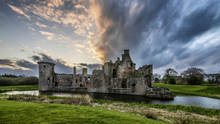 Castle moat field river cloudy - cloudy free wallpaper