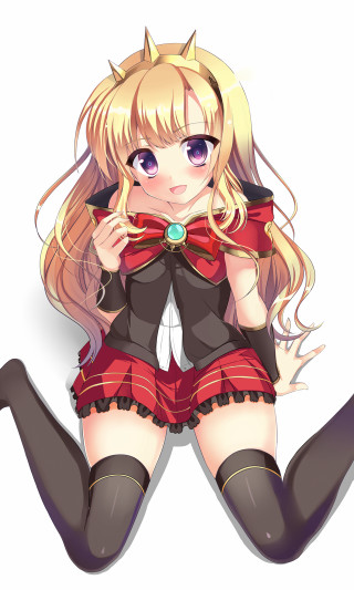 Anime girl blonde hair red 3 - a red bow tie free wallpaper