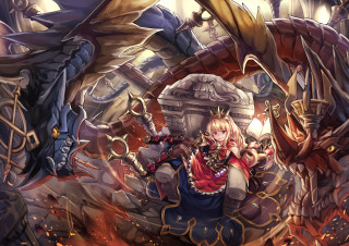 Woman gun dragon demon sword - a dragon and a demon free wallpaper