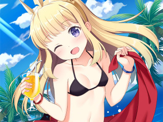 Woman bikini beer palm tree - a woman in a bikini holding free wallpaper