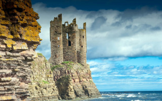 Castle cliff ocean cloudy sky - cloudy free wallpaper