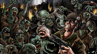 Zombies with guns man with 2 - a group of zombies free wallpaper