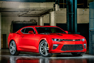 Red chevrolet camaro garage black - sign free wallpaper