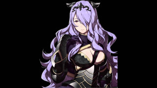 Woman purple hair horns head - context art free wallpaper