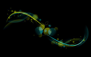 Black background blue yellow swirl - vector curve free wallpaper