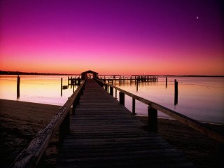 Dock sand water sunset purple - mystical color free wallpaper
