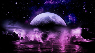 Purple black moon clouds background - a matte painting free wallpaper for desktop