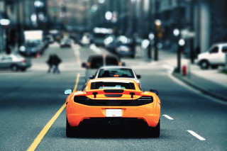 Parked car city people walking - futurism free wallpaper